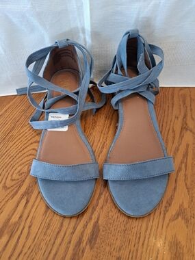 Lace-Up Blue Suede Women's Sandals(see Last Photo For Special)